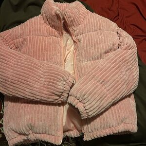 Women's Pink Corduroy Puffer Jacket